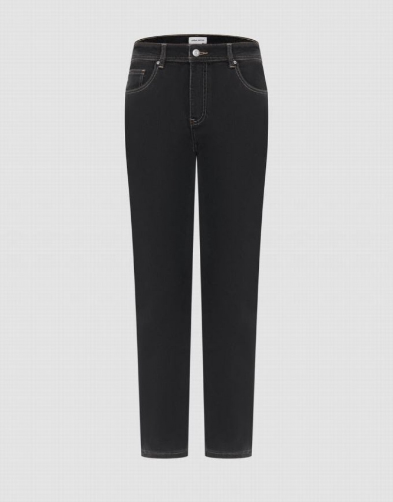 Black Urban Revivo Straight Fit Men\'s Jeans | MTHXDG-032