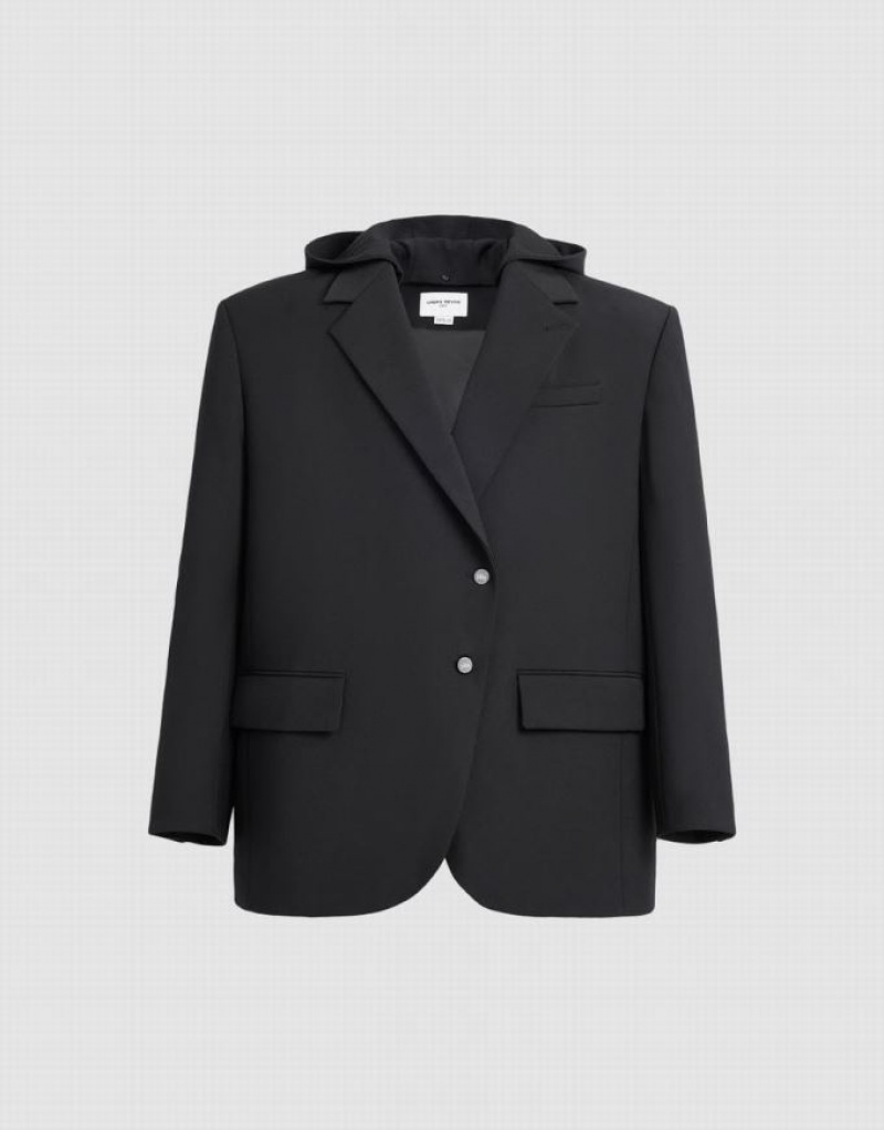 Black Urban Revivo Tailored Long Women's Blazers | GVSUYD-472