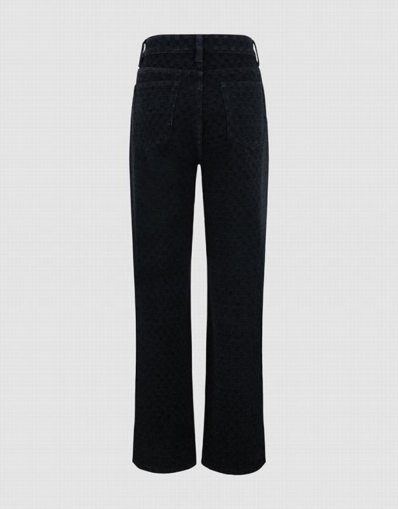 Black Urban Revivo Wide-Leg Women's Jeans | TMIUZP-318