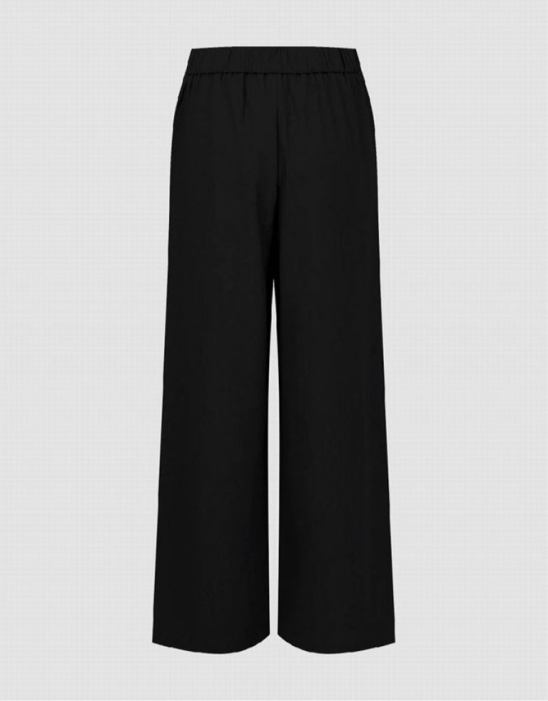 Black Urban Revivo Wide-Leg Women's Pants | BCYTIJ-124