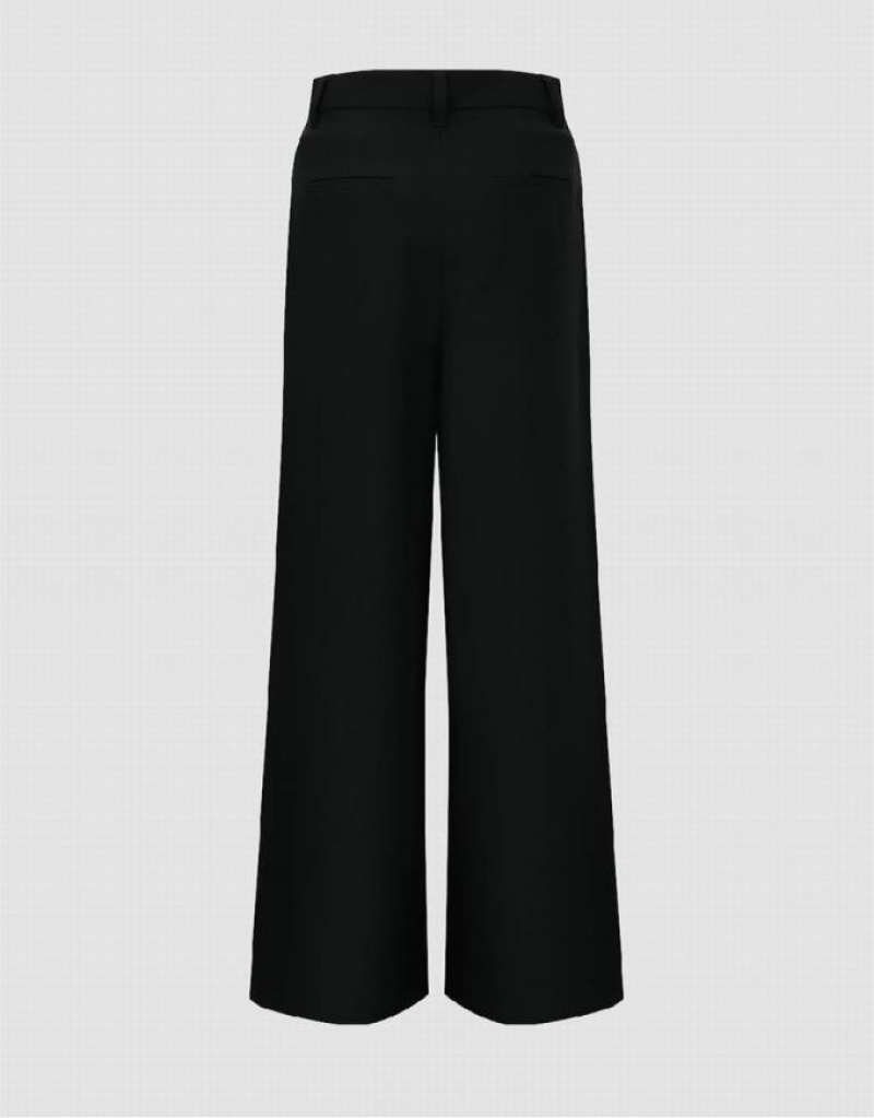 Black Urban Revivo Wide-Leg Women's Pants | GNITJX-620