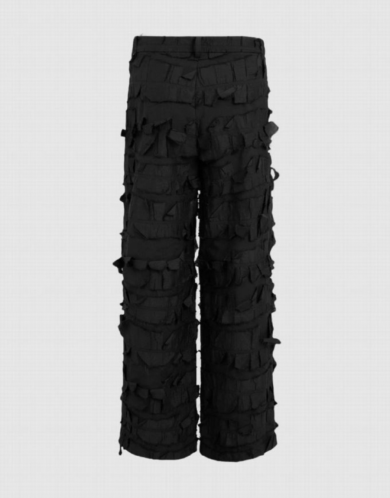 Black Urban Revivo Wide-Leg Women's Pants | QXWMKH-706