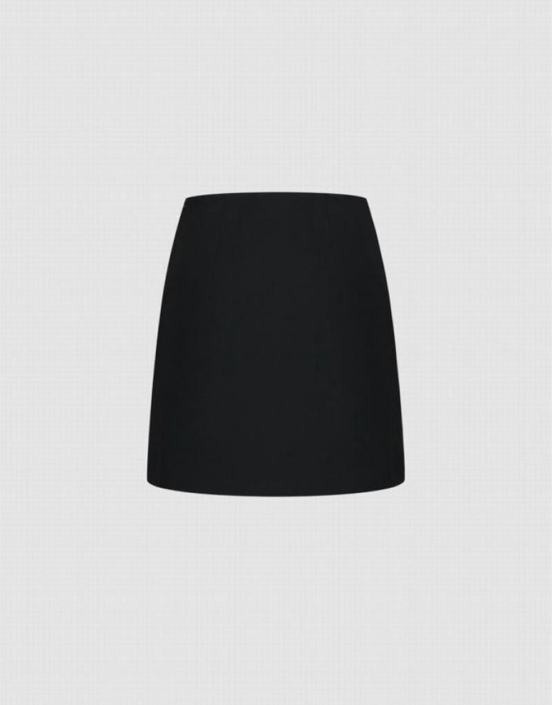 Black Urban Revivo Wrap Mini Women's Skirts | DKLQEG-483