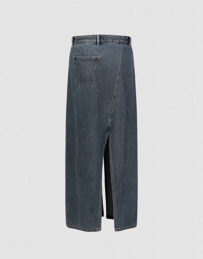 Blue Urban Revivo A-Line Women's Denim Skirt | BCGHRX-916