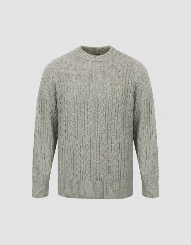 Blue Urban Revivo Crew Neck Men's Sweaters | PGAMTH-623