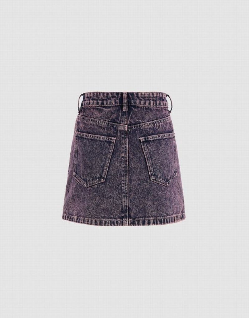 Blue Urban Revivo Distressed Mini Straight Women's Denim Skirt | MBVJGF-073