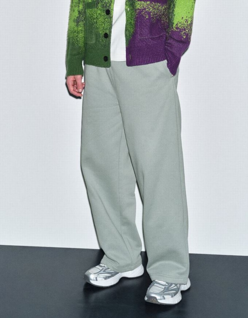 Blue Urban Revivo Drawstring Waist Knitted Wide-Leg Men's Pants | WHXAZN-568