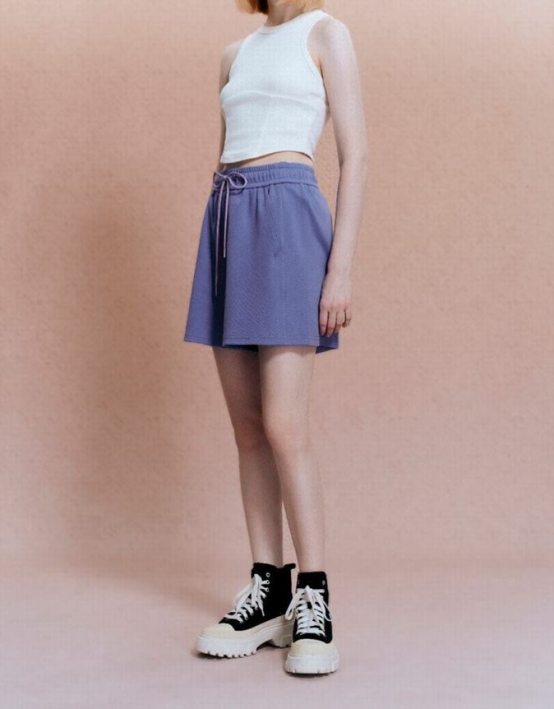 Blue Urban Revivo Drawstring Waist Women's Shorts | XTCBMW-076