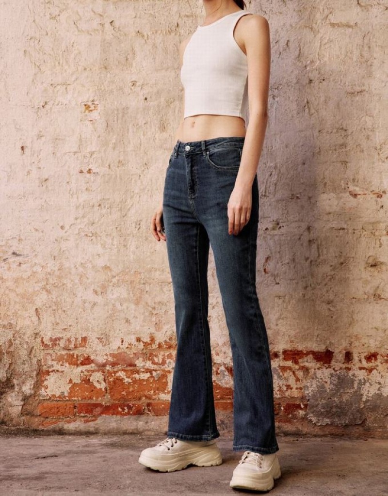 Blue Urban Revivo Flare Women's Jeans | ITHONX-635