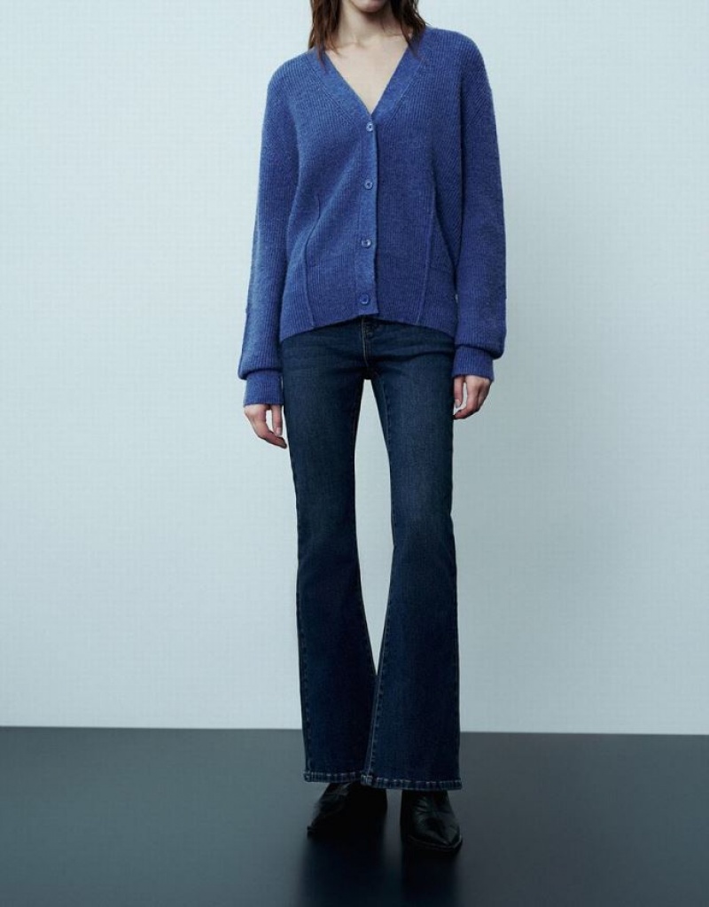 Blue Urban Revivo Flare Women's Jeans | JBWQIS-471