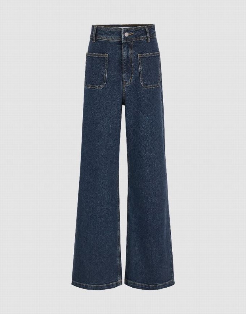 Blue Urban Revivo Front Pocket Wide-Leg Women\'s Jeans | TFXUDB-609