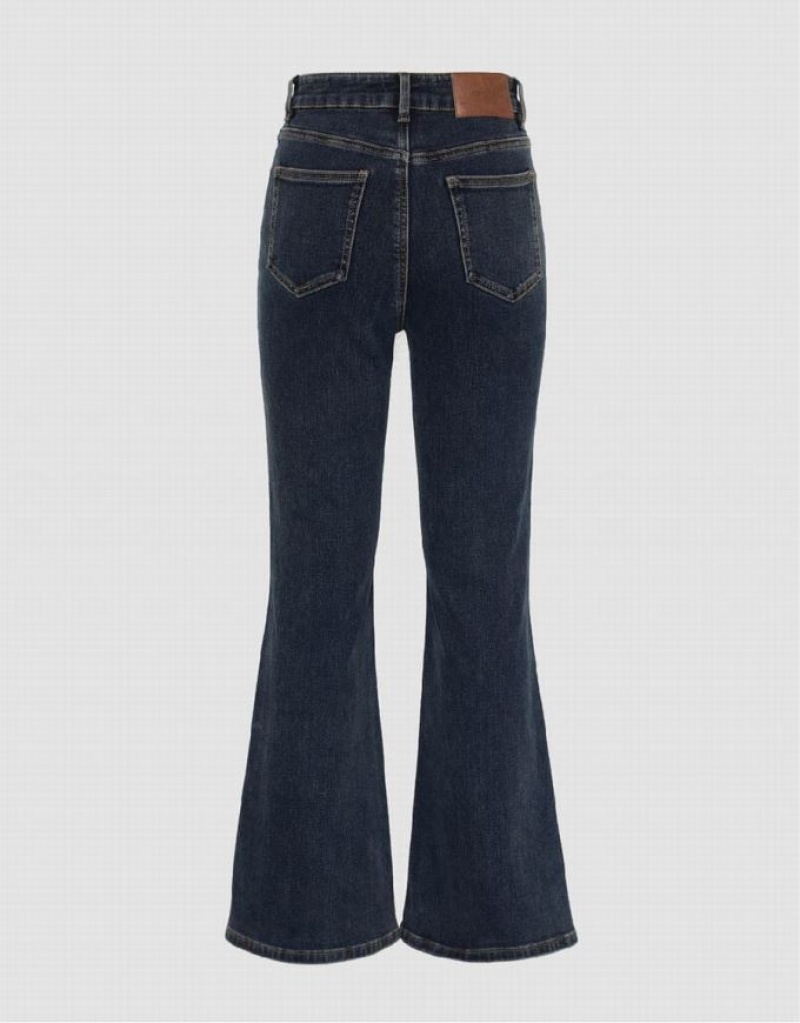 Blue Urban Revivo Front Pockets Flare Women's Jeans | KMHQIC-163