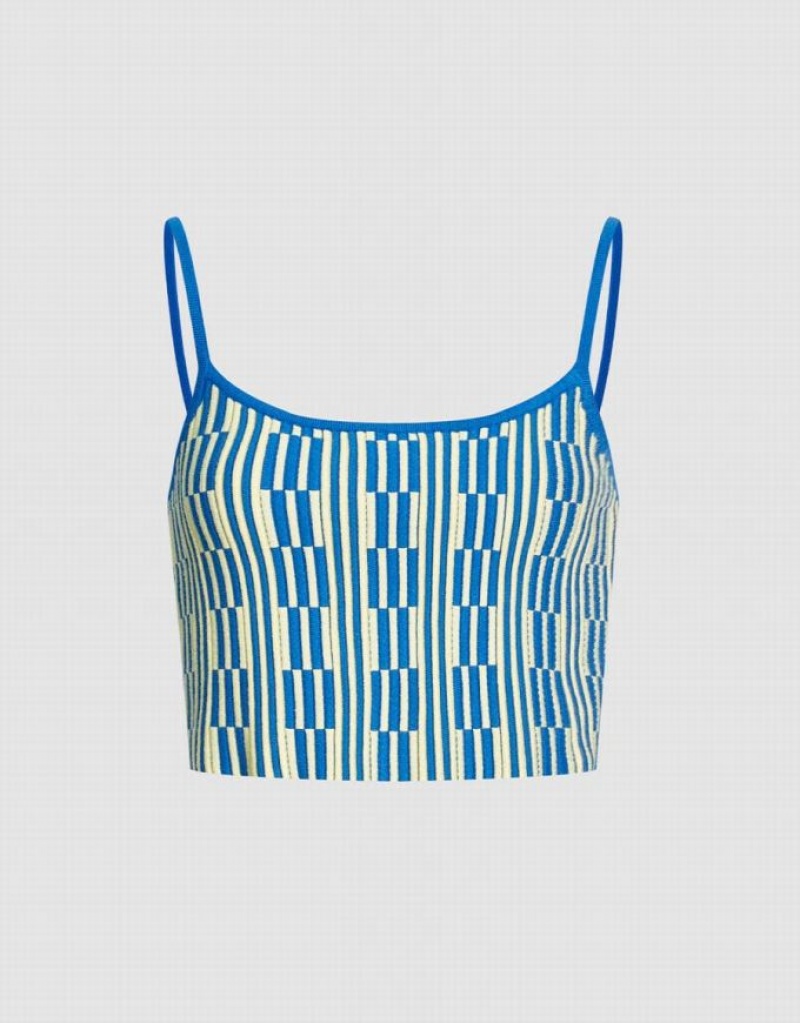 Blue Urban Revivo Geo Pattern Knitted Women\'s Camisole | MRADKS-629