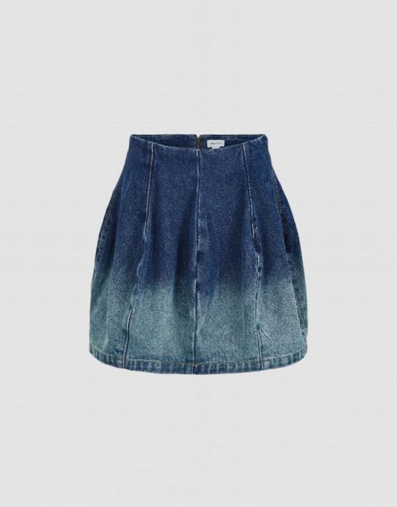 Blue Urban Revivo Gradient Mini A-Line Women\'s Denim Skirt | AFUSNV-376
