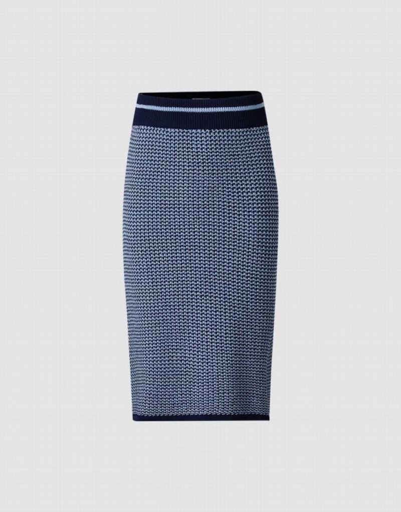 Blue Urban Revivo High Waist Knitted Women\'s Skirts | NAEMIQ-746