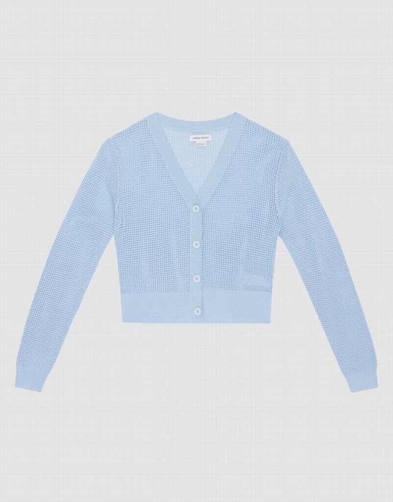 Blue Urban Revivo Knitted Button Up Women\'s Cardigan | VTAKIQ-821