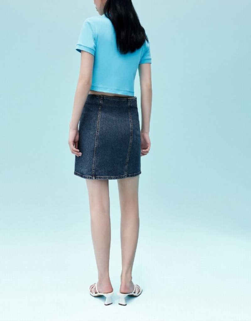 Blue Urban Revivo Mini A-Line Women's Denim Skirt | GHJFIB-138