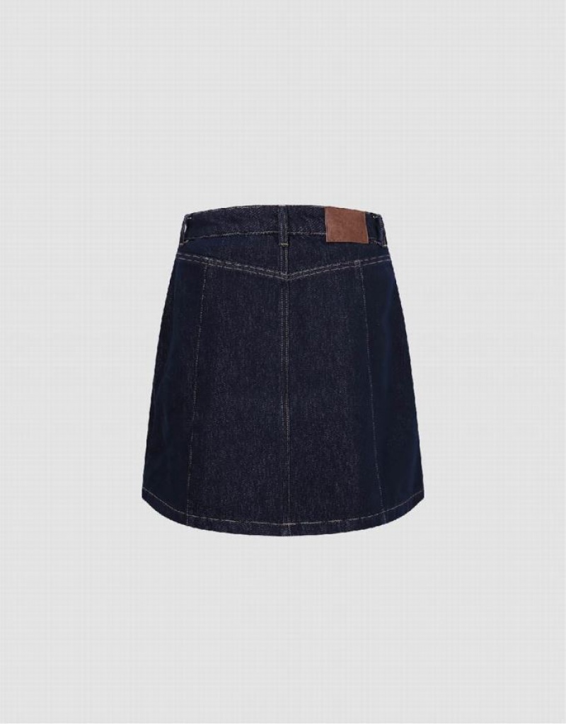 Blue Urban Revivo Mini A-Line Women's Denim Skirt | XQIYRF-710