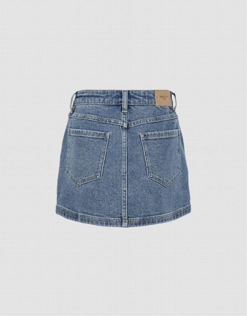 Blue Urban Revivo Mini Straight Women's Denim Skirt | AXOPCG-845