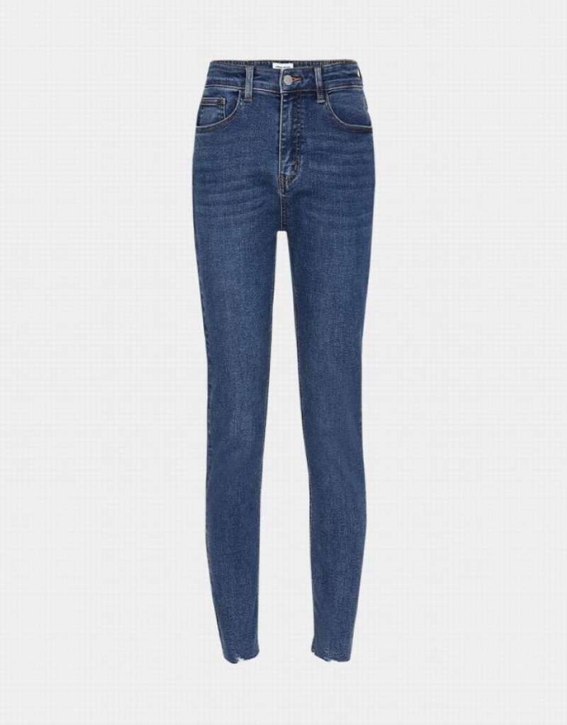 Blue Urban Revivo Ripped Mom Women\'s Jeans | VKOAHB-961