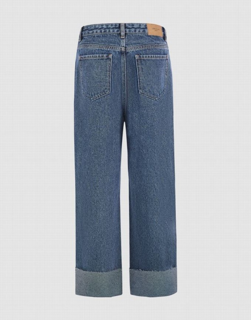 Blue Urban Revivo Ripped Straight Women's Jeans | SBEPIO-925