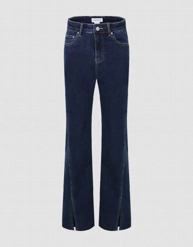 Blue Urban Revivo Split Hem Flare Women\'s Jeans | TBRPAD-183