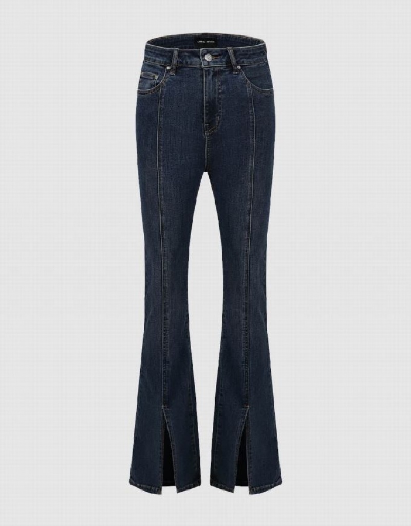 Blue Urban Revivo Split Hem Flare Women\'s Jeans | OVIWPN-832