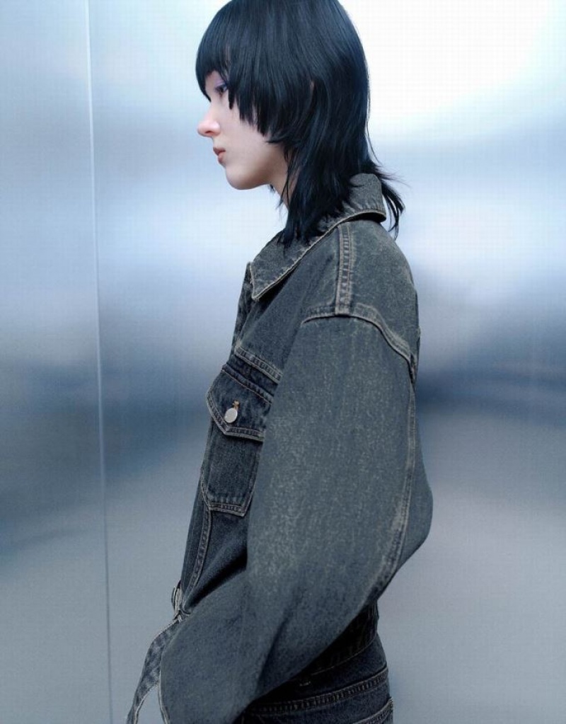 Blue Urban Revivo Straight With Belt Women's Denim Dress | ZJWPMU-623