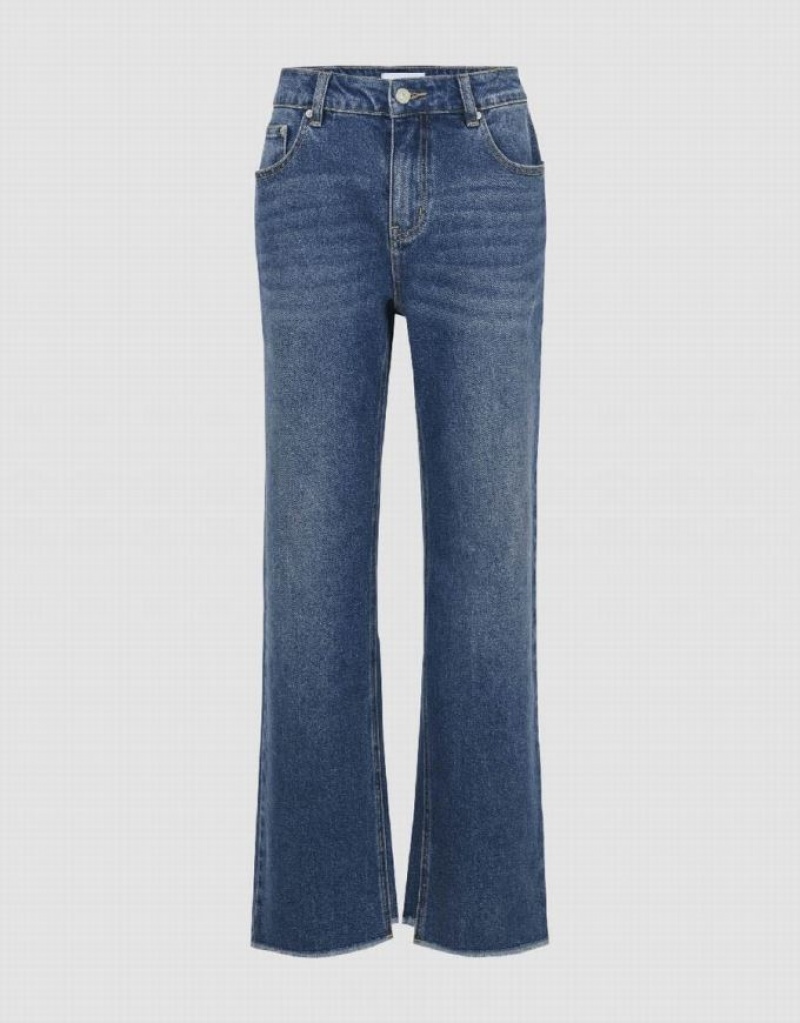 Blue Urban Revivo Straight Women\'s Jeans | EPOUAC-247