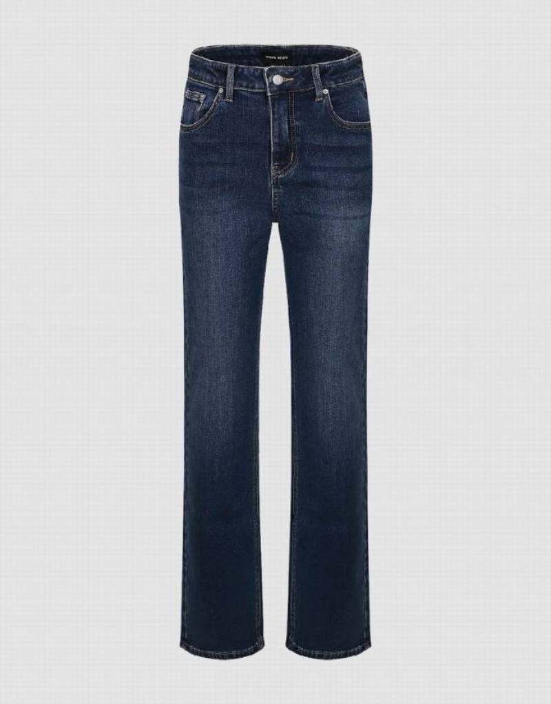 Blue Urban Revivo Straight Women\'s Jeans | HTJUFR-367