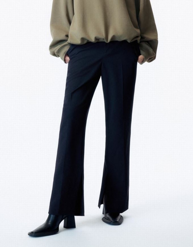 Blue Urban Revivo Straight Women's Pants | HONEQG-804