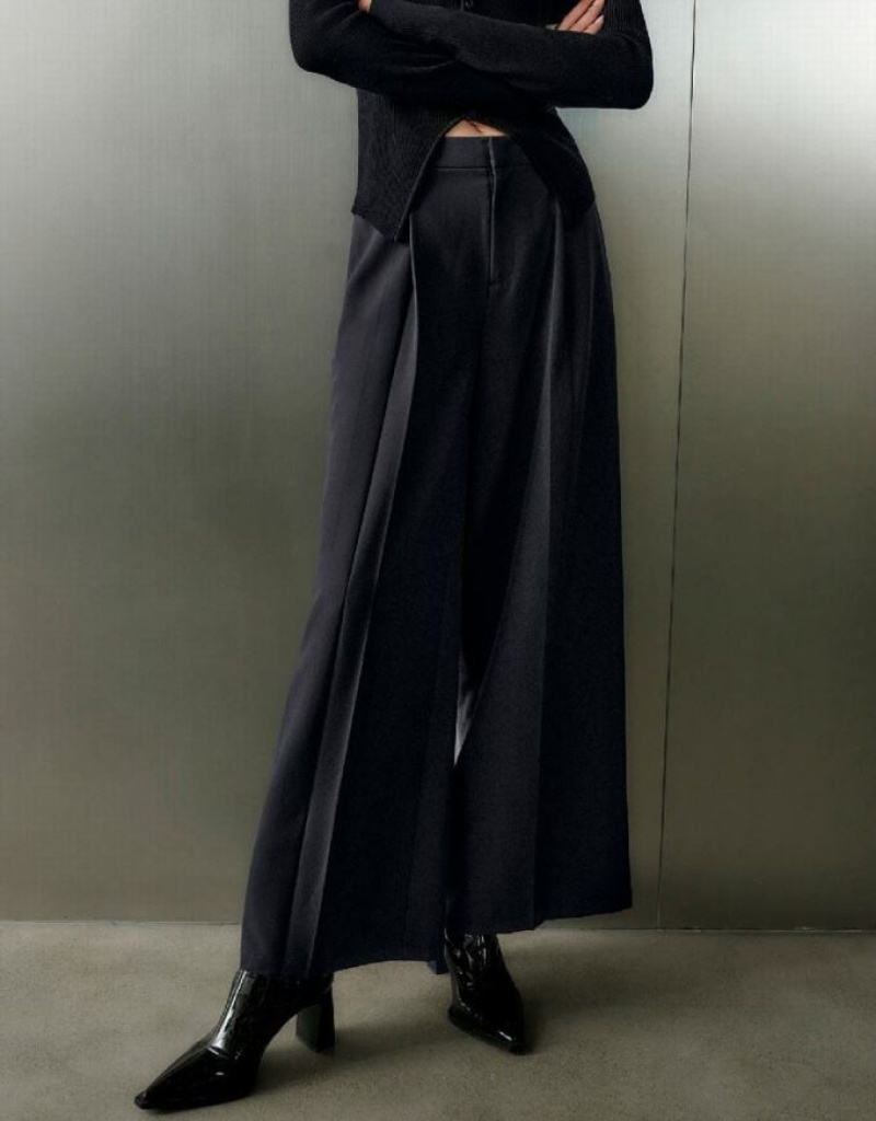 Blue Urban Revivo Straight Women's Pants | RJBDLT-096