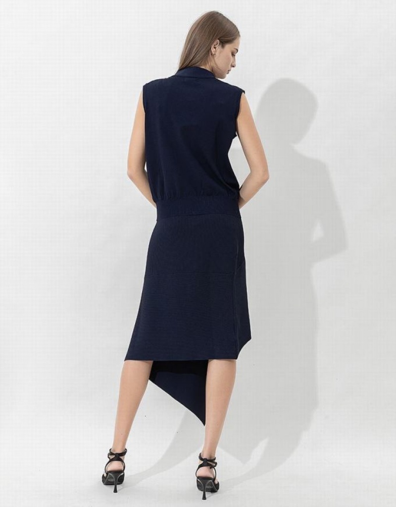 Blue Urban Revivo V-Neck Knitted Waistcoat Women's Cardigan | BETLQX-165