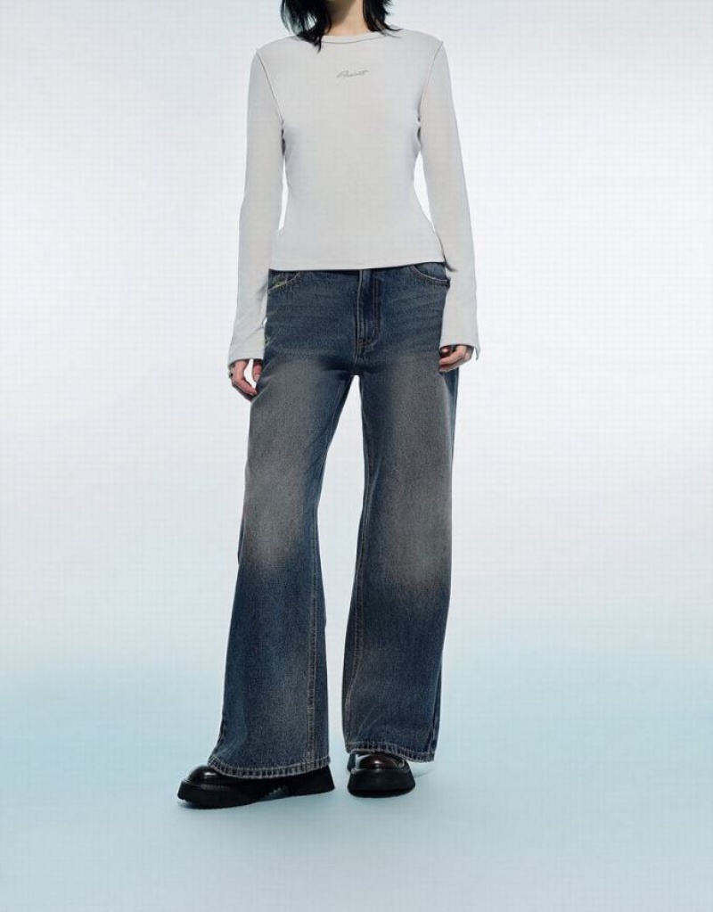 Blue Urban Revivo Wide-Leg Women's Jeans | AEYUTD-978