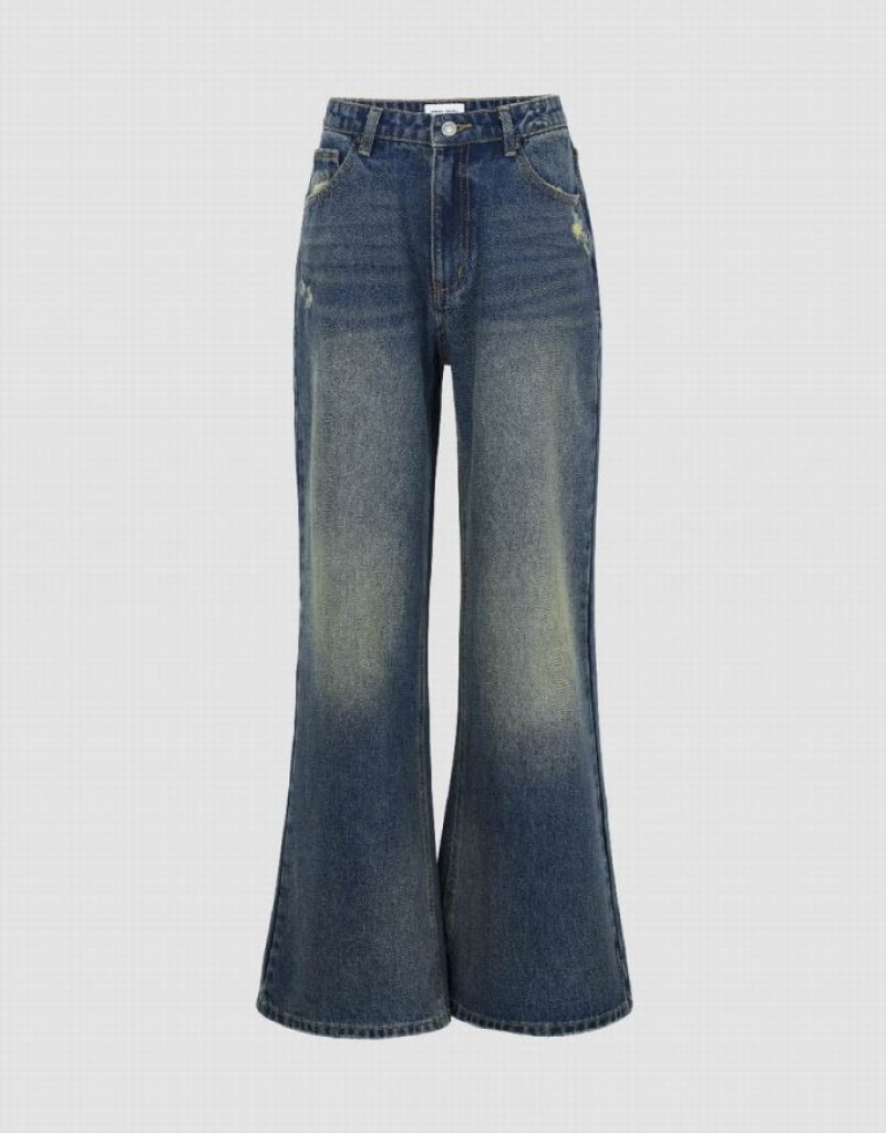 Blue Urban Revivo Wide-Leg Women\'s Jeans | AEYUTD-978