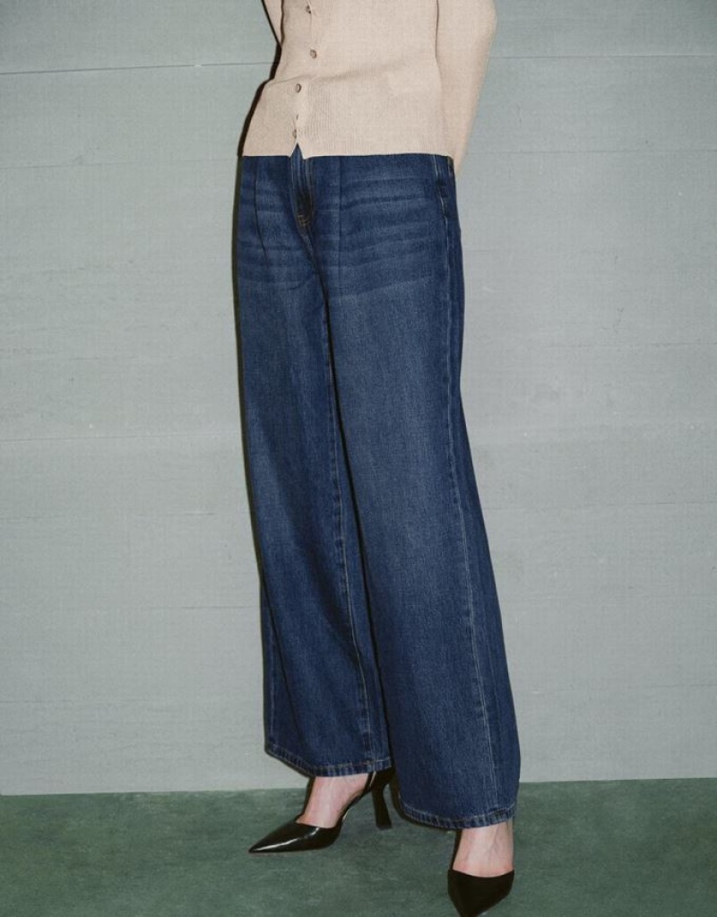 Blue Urban Revivo Wide-Leg Women's Jeans | MGWLDV-901