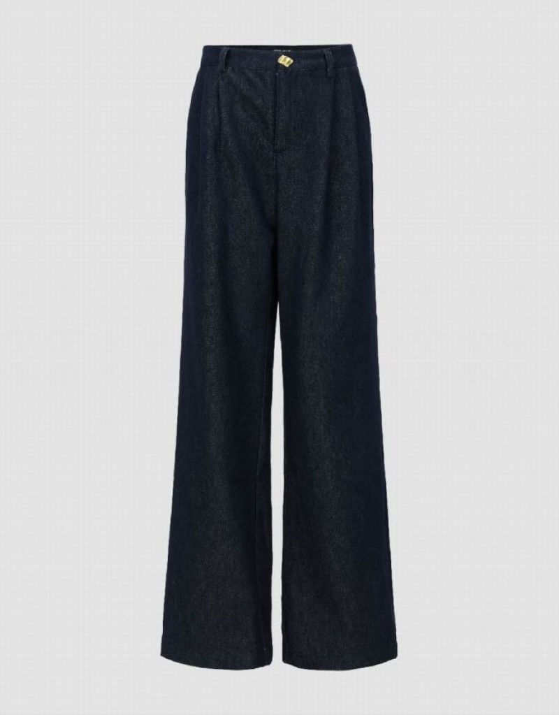 Blue Urban Revivo Wide-Leg Women\'s Jeans | JZUXWQ-138
