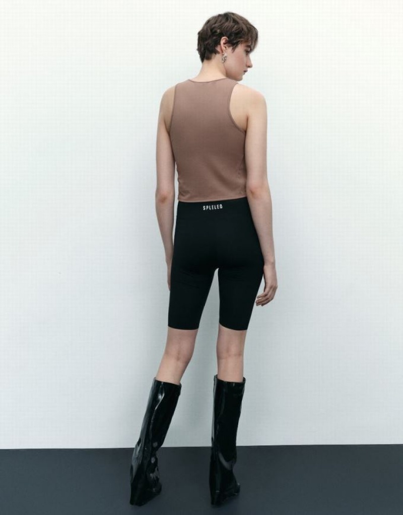 Brown Urban Revivo Cut-Out Women's Tank Top | GCKOPU-406
