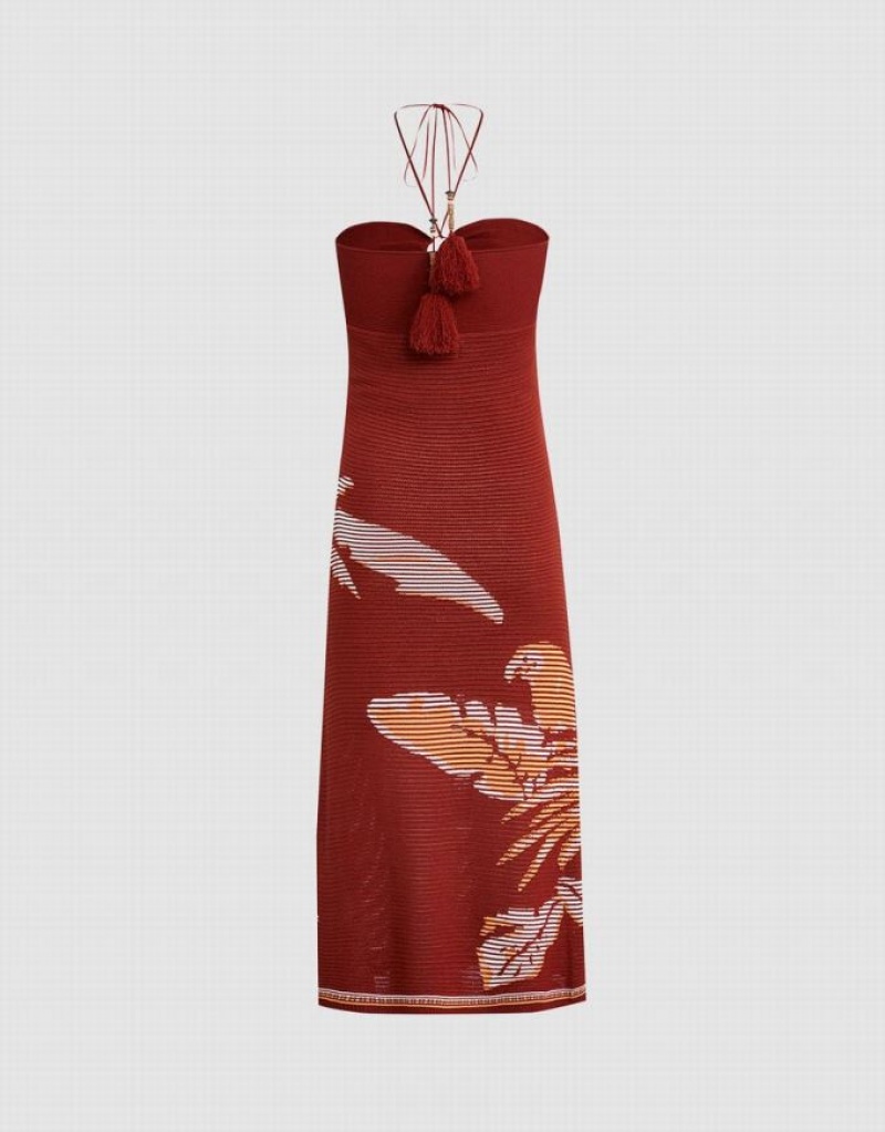 Brown Urban Revivo Cut Out Women's Knitted Dress | QALTBP-405