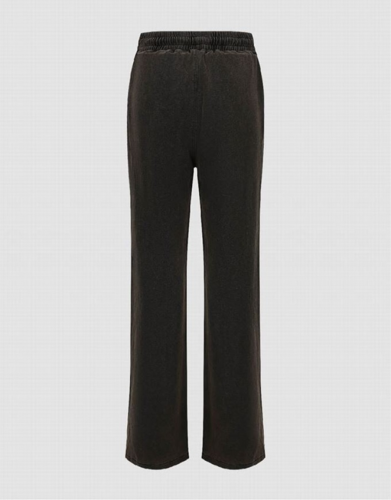 Brown Urban Revivo Drawstring Waist Straight Women's Jeans | BQTIZO-106