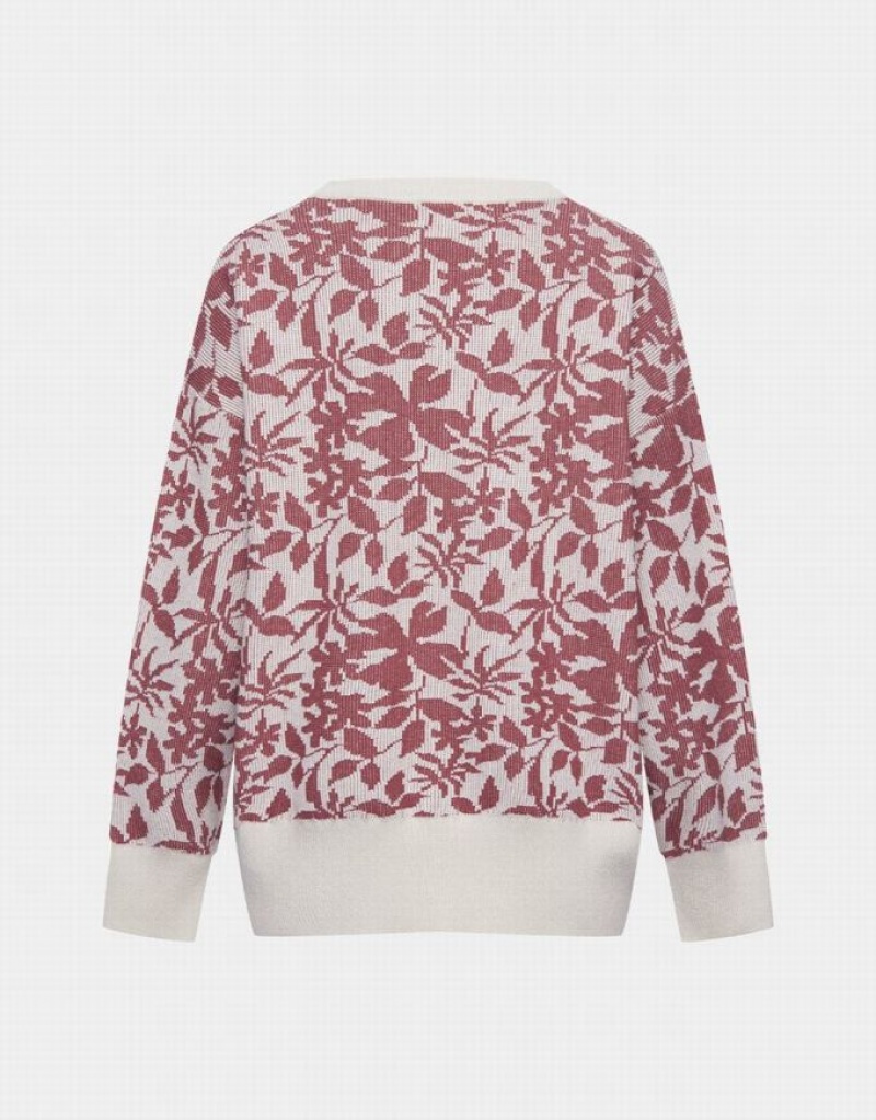 Brown Urban Revivo Leaves Pattern Knit Top Women's Cardigan | UJWOXH-390