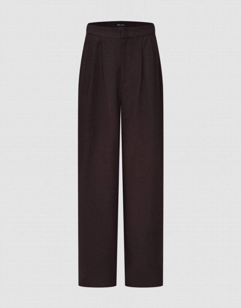 Brown Urban Revivo Loose Wide-Leg Women\'s Pants | IALWMR-065