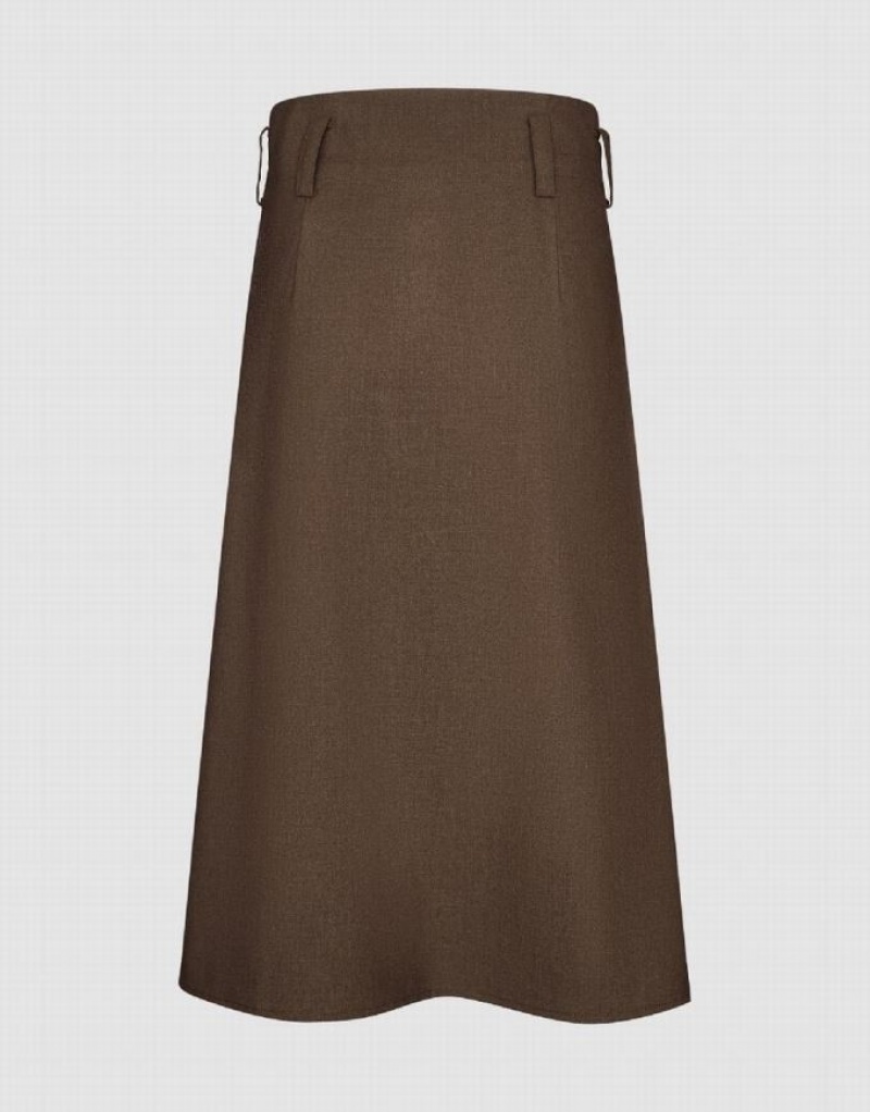 Brown Urban Revivo Midi A-Line Women's Skirts | OIETMN-697