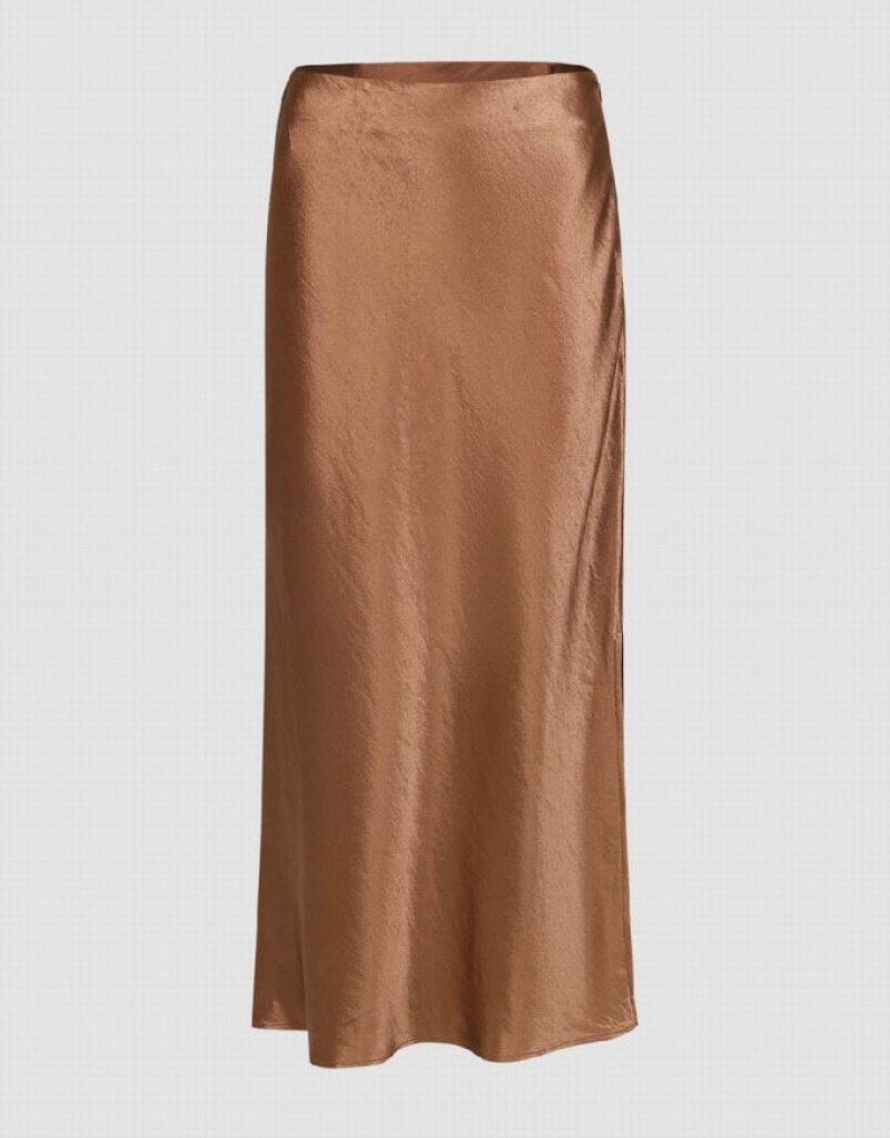 Brown Urban Revivo Midi Straight Women\'s Skirts | NDVLZW-375