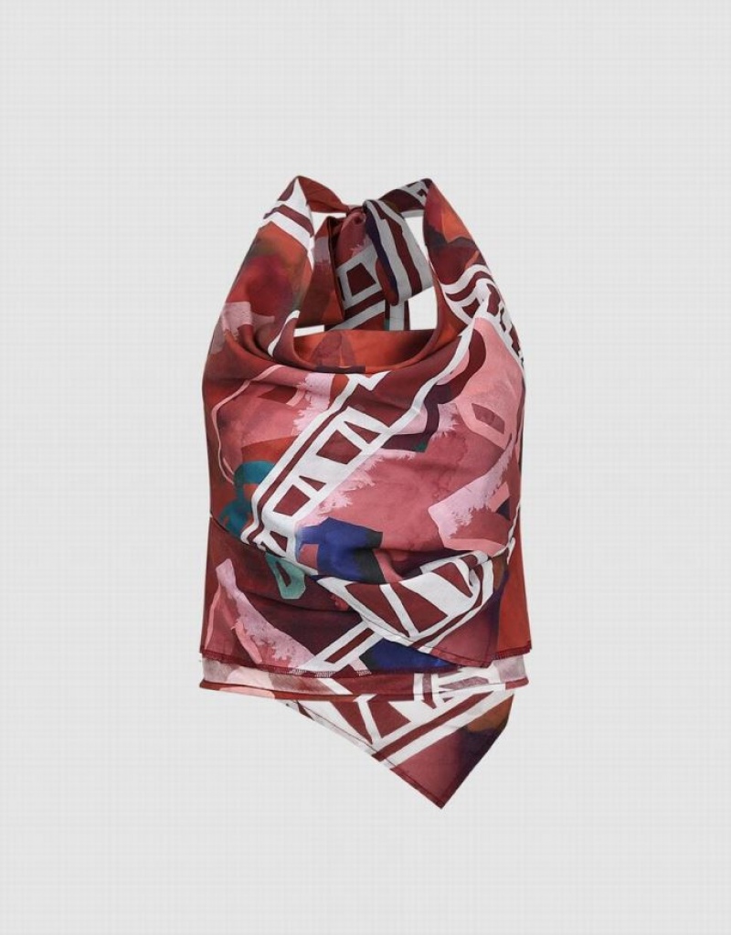 Brown Urban Revivo Printed Cowl Neck Women's Camisole | FIVYNB-507