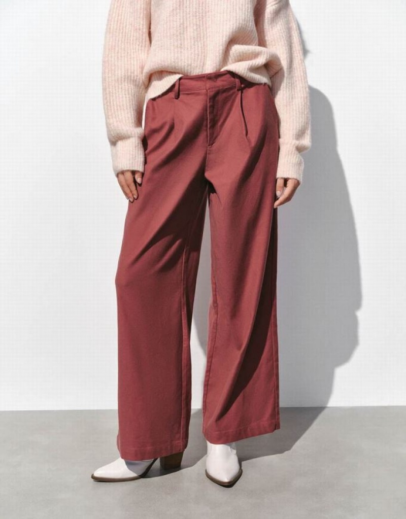 Brown Urban Revivo Tailored Wide-Leg Women's Pants | JVSPKZ-745