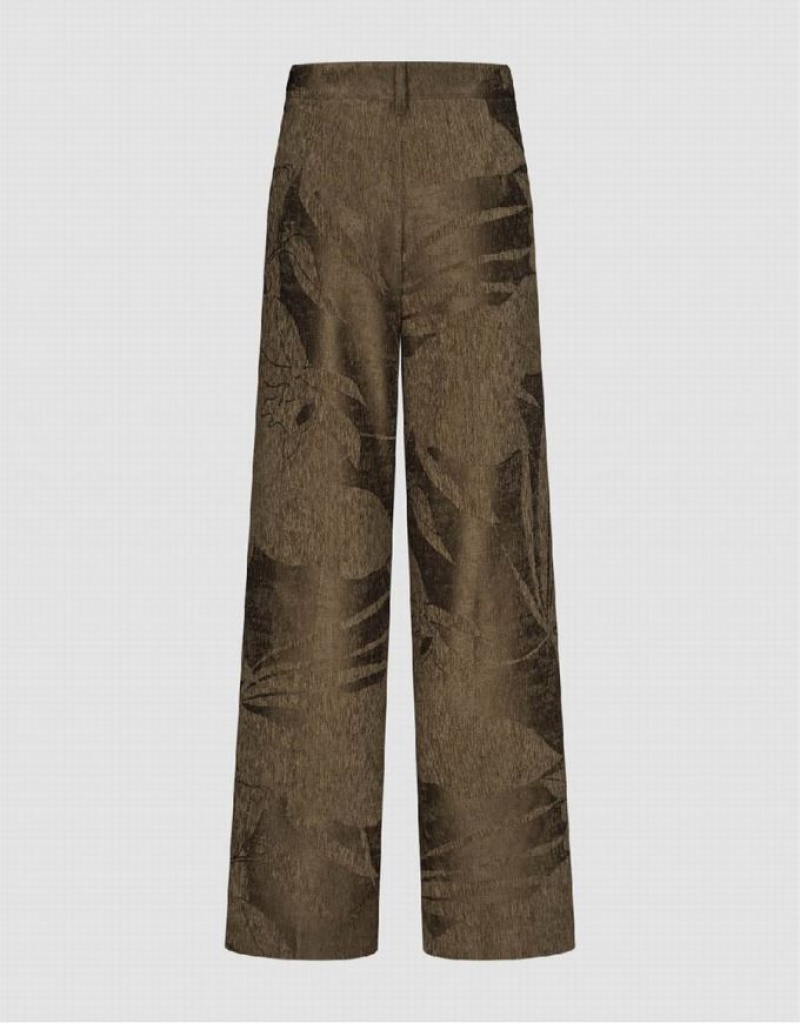 Brown Urban Revivo Textured Wide-Leg Women's Pants | DLJKOF-741