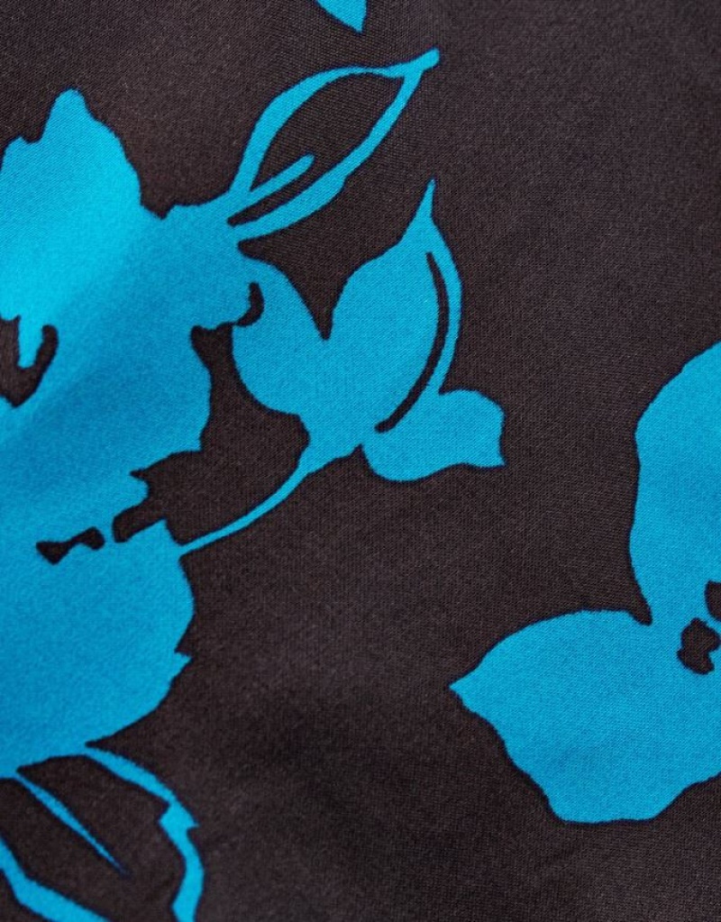 Brown / Blue Urban Revivo Floral Print Cowl Neck Women's Camisole | YIMTAF-821