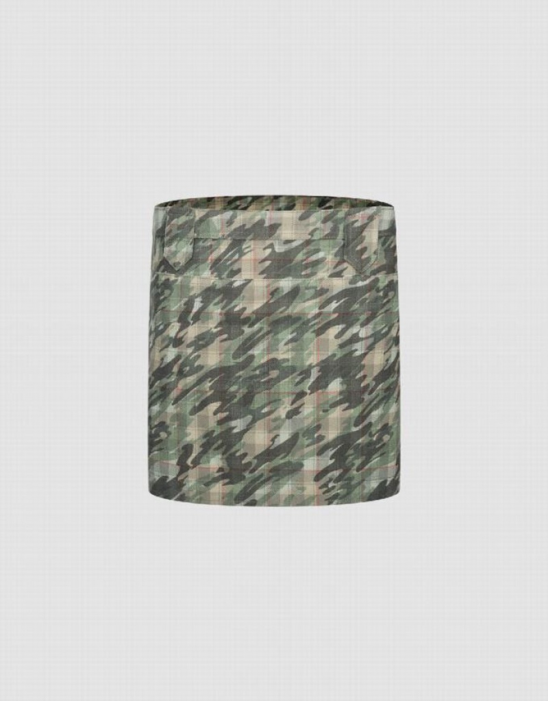 Camo Urban Revivo Printed Mini Straight Women\'s Skirts | HXROZM-934