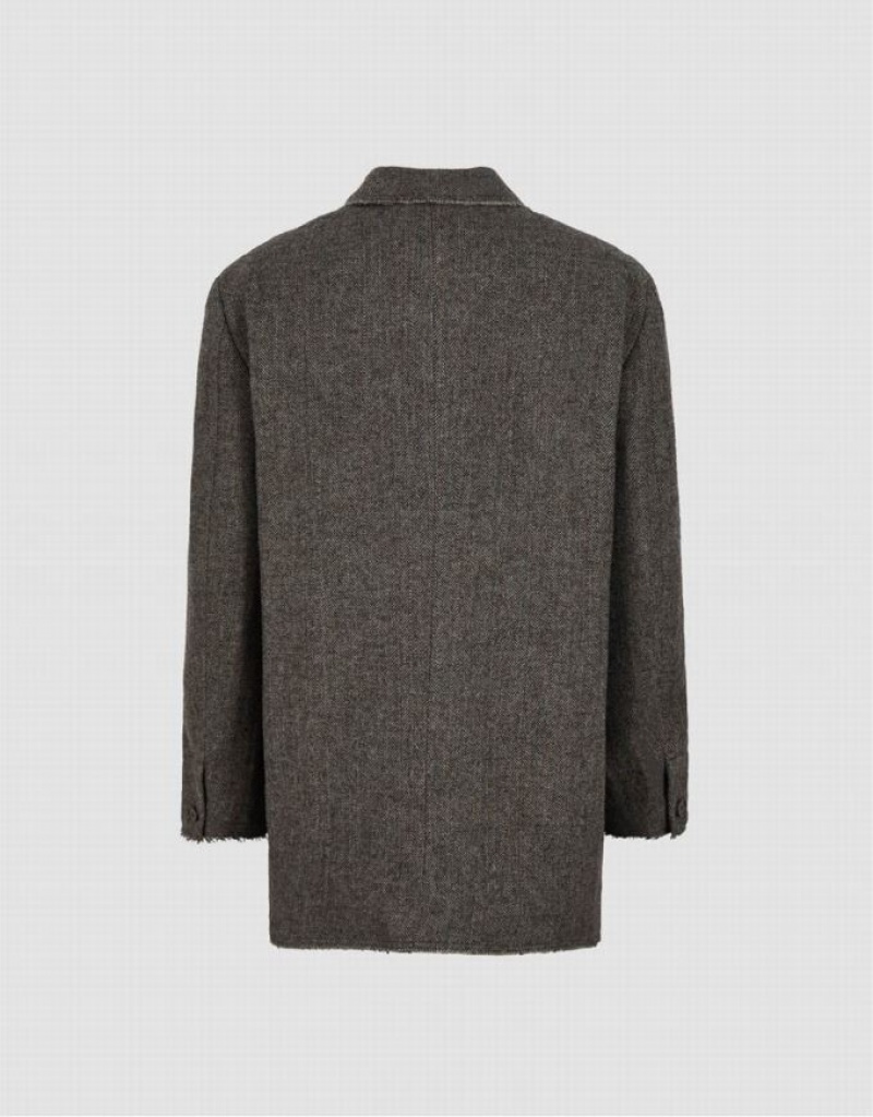 Coffee Urban Revivo Notch Lapel Tailored Men's Blazers | BQMNXP-789